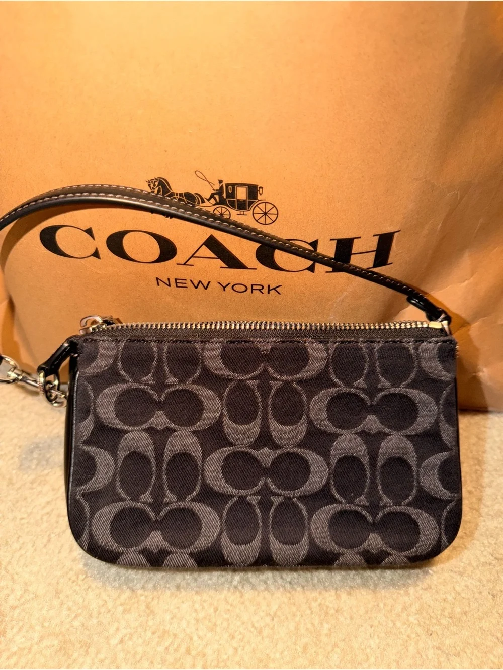 Coach Nolita 19 In Signature Black Denim Shoulder Bag Silver/Black CCZ48 NWT
